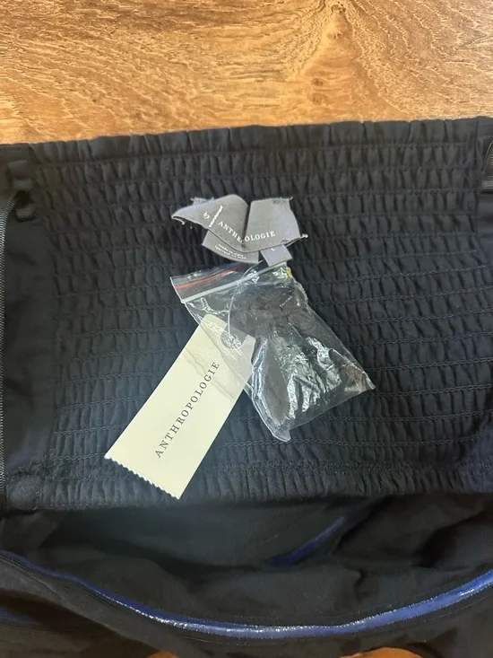 Anthropologie Top Ruffled Tube Crop Top Size Large New Black - Picture 6 of 9